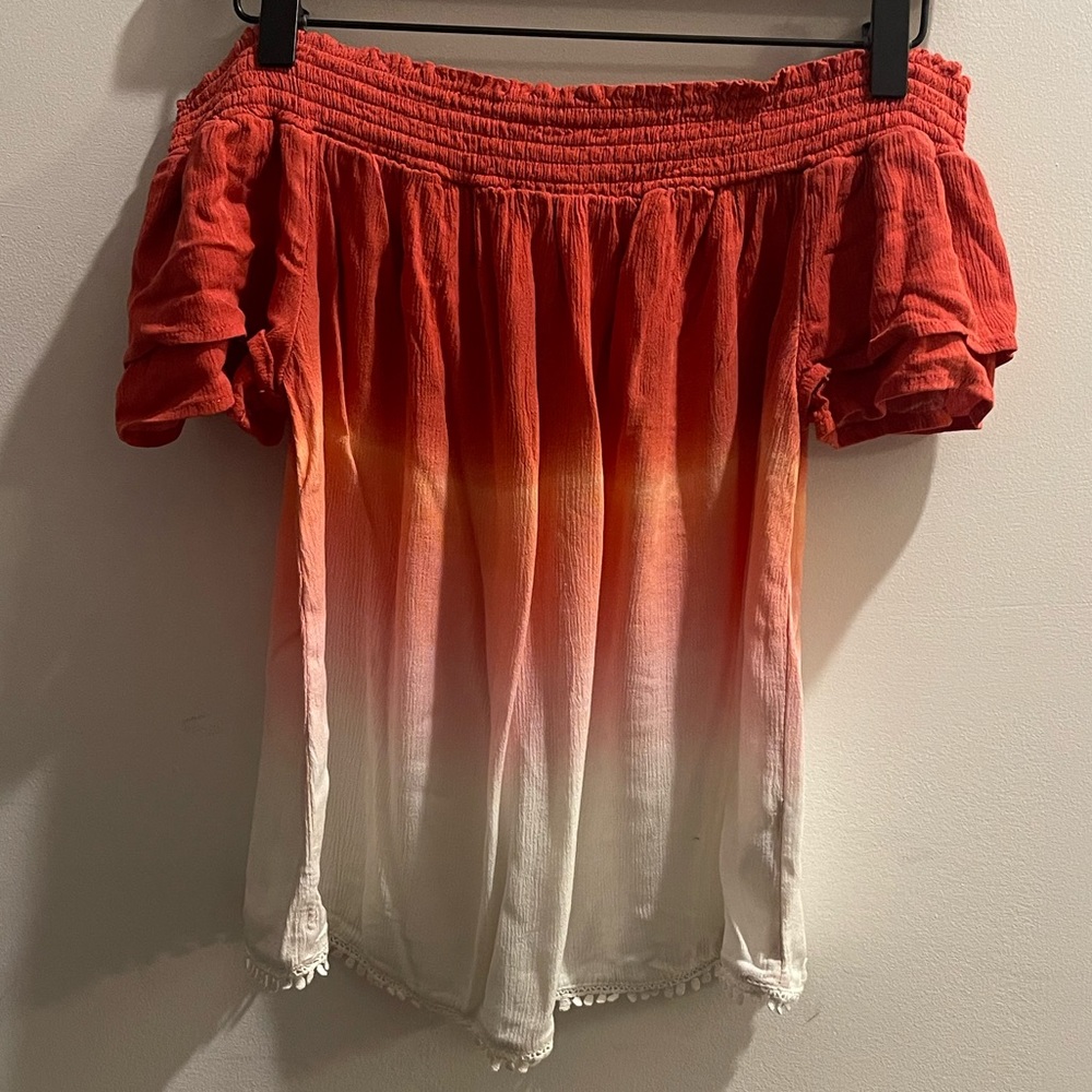 Ombré Orange Off the Shoulder Top S